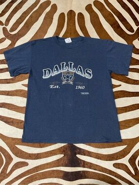 VTG Trench Ultra Dallas Cowboys T-Shirt Men’s Large Made in USA Blue Striped